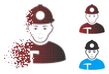 Rendelenmiş piksel yarı ton madenci simgesi