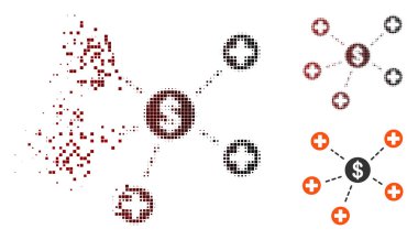 Piksel yarı ton mali tıbbi bağlantıları simgesini çözünmüş