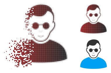 Parçalanmış piksel yarı ton kör adam simgesi