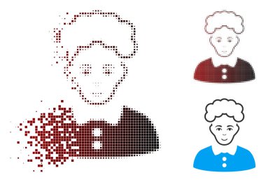 Piksel yarı ton sarışın kadın simgesi dağılmakta