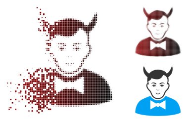 Toz piksel yarı ton şeytan simgesi