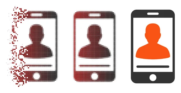 Rozpuštěn Pixel polotónů mobilní kontaktní ikonu — Stockový vektor