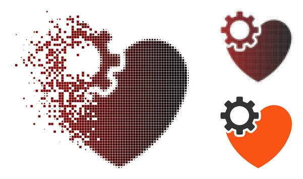 Icono de cirugía cardíaca de medio tono Pixel dañado — Archivo Imágenes Vectoriales