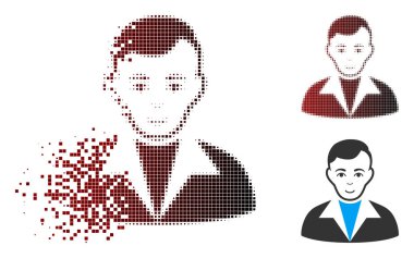 Parçalanmış piksel yarı ton adam simgesi