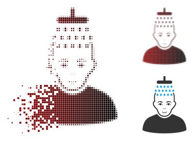 Piksel yarı ton kafa duş simgesi ışıltı