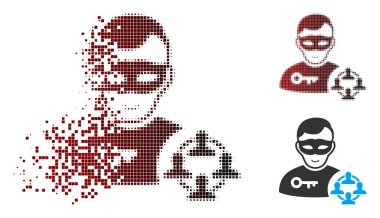 Eriterek piksel yarı ton sosyal Hacker simgesi