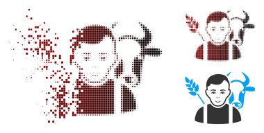 Eriterek piksel yarı ton çiftçi simgesi