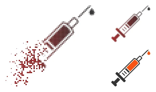Ícone de vacinação de meio-tom de pixel disperso —  Vetores de Stock