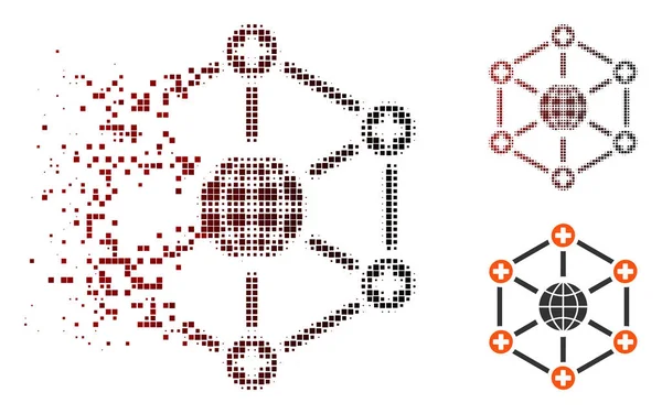 Verschwindendes Pixelhalbbild globales medizinisches Netzwerk — Stockvektor