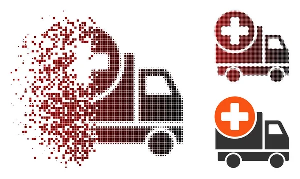 Icona di consegna medica mezzitoni pixel fratturati — Vettoriale Stock