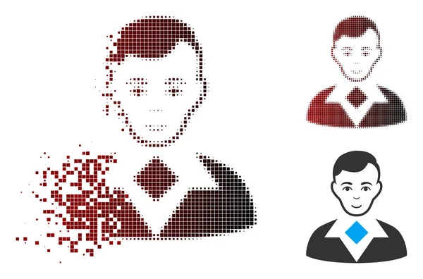 Parçalanmış piksel yarı ton adam simgesi