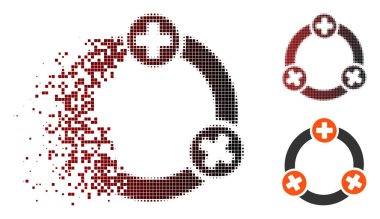 Hareketli piksel yarı ton tıbbi işbirliği simgesi