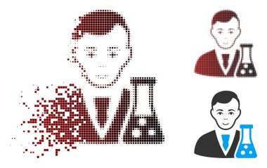 Eriterek piksel yarı ton kimyasal bilim adamı simgesi