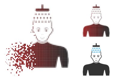 Hasarlı piksel yarı ton adam duş simgesi