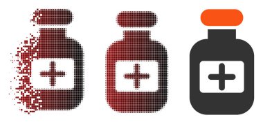 Dağınık piksel yarı ton uyuşturucu şişe simgesi