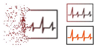 Hasarlı piksel yarı ton kardiyogram simgesi