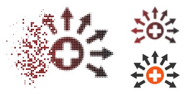 Kaybolan piksel yarı ton tıbbi dağıtım simgesi