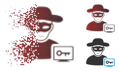 Hareketli piksel yarı ton bilgisayar Hacker kutsal kişilerin resmi