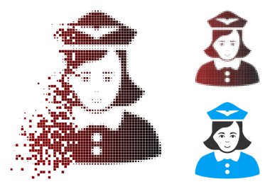 Harcanmış piksel yarı ton havayolu hostes simgesi