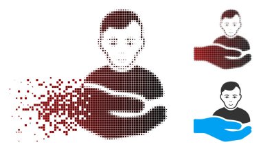 Toz piksel yarı ton müşteri destek el simgesi