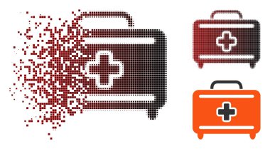 Kırık piksel yarı ton tıbbi Bagaj simgesi