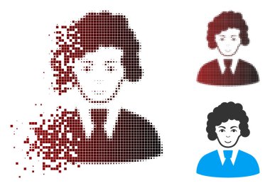 Rendelenmiş piksel yarı ton memuru kadın simgesi