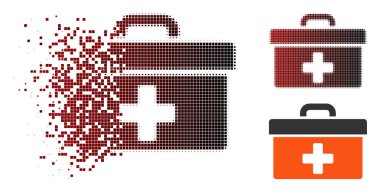 Harcanmış piksel yarı ton ilkyardım araç kutusu simgesi