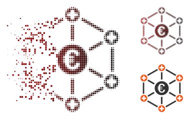 Piksel yarı ton Euro tıbbi ağ simgesini dağılmakta