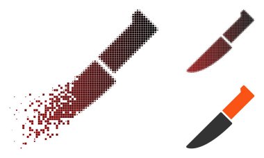 Piksel yarı ton bıçak simgesi dağılmakta