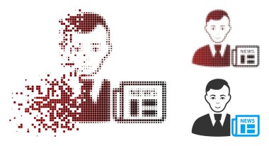 Hareketli piksel yarı ton işadamı haber simgesi