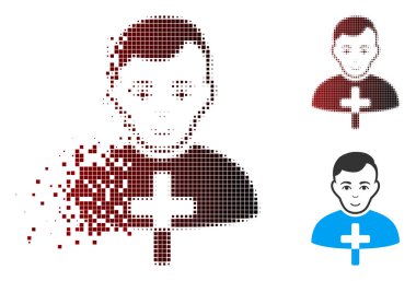 Harcanmış piksel yarı ton Ortodoks rahip simgesi