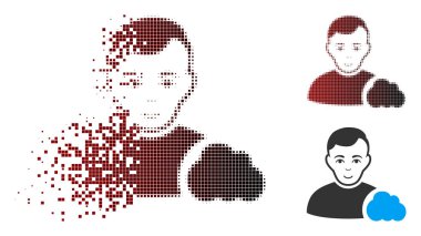 Hareketli piksel yarı ton Kullanıcı bulut simgesi
