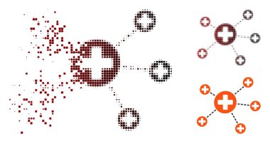 Parçalanmış piksel yarı ton tıbbi ilişkiler simgesi