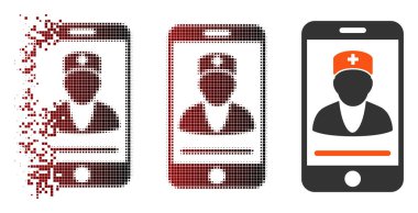 Kaybolan piksel yarı ton cep Doktor simgesi