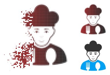 Piksel yarı ton aşçı simgesi kırık