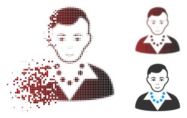 Hareketli piksel yarı ton Trendy adam simgesi