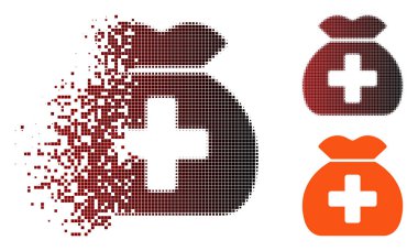 Piksel yarı ton tıbbi Fonu çuval simgesi çözünmüş