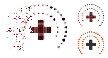 Hasarlı piksel noktalı resim sağlık koruma simgesi