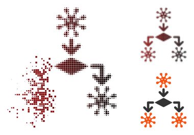 Toz piksel yarı ton virüs üreme simgesi