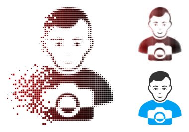 Piksel yarı ton fotoğrafçı simgesi dağılmakta