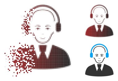 Parçalanmış piksel yarı ton çağrı merkezi çalışan simgesi