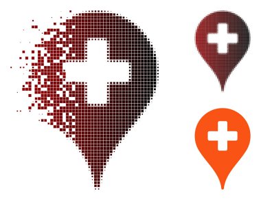 Kaybolan piksel yarı ton klinik harita işaretçi simgesi