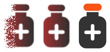 Piksel yarı ton ilaç şişe simgesi zarar