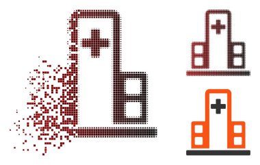 Ayrıştırılmış piksel yarı ton hastane Binası simgesi