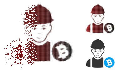 Tahribe piksel noktalı resim Bitcoin madenci simgesi