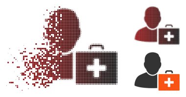 Hasarlı piksel noktalı resim ilk yardım adam simgesi