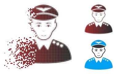 Ayrıştırılmış piksel yarı ton askeri Pilot subay simgesi