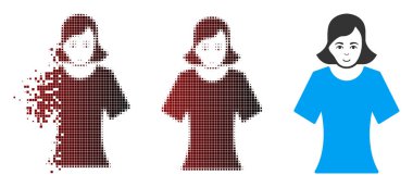 Ayrıştırılmış piksel yarı ton kadın simgesi