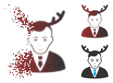 Kırık piksel yarı ton boynuzlu koca simgesi