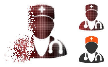 Kırık piksel yarı ton hekim simgesi